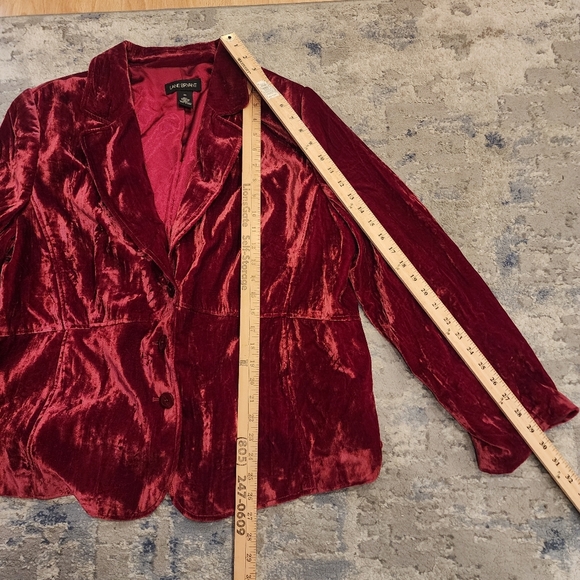 Lane Bryant Red Velvet Button Blazer Jacket Plus Size 24 - Picture 2 of 14